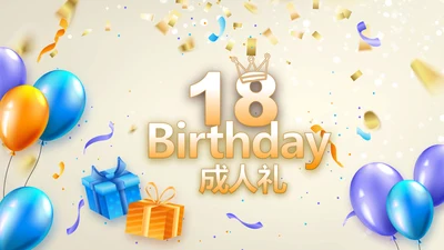 18岁成人礼生日快乐纪念册相册动态PPT模板