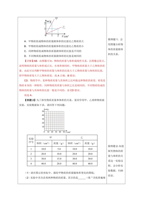 （人教版2024）八年级上册物理6.2 密度（教学设计）