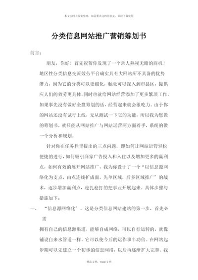 分类信息网站推广营销策划书(2021整理).docx