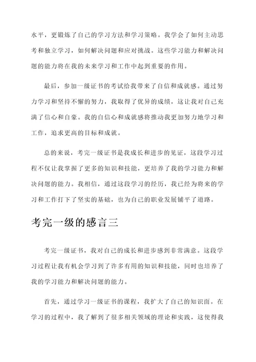 考完一级的感言