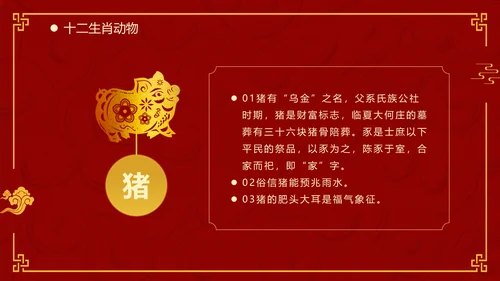 红色中国风十二生肖通用PPT模板