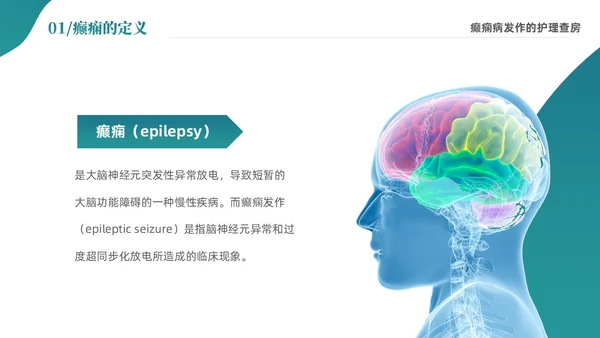 绿色清新简约癫痫病发作的护理查房ppt