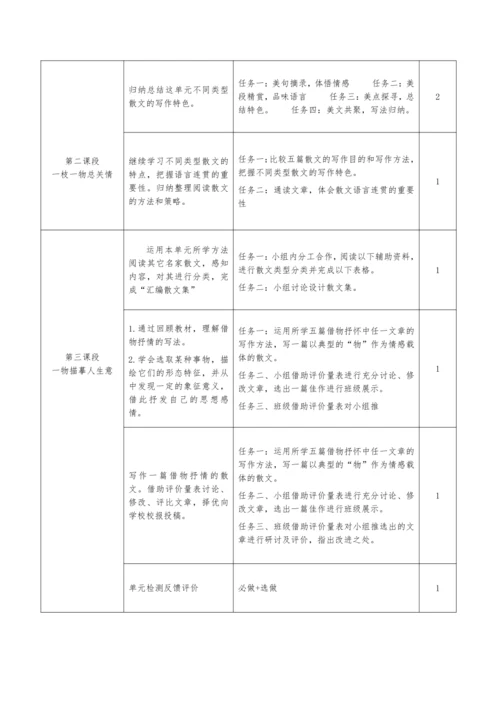 【教学评一体化】第四单元 整体教学设计-【大单元教学】统编语文八年级上册名师备课系列