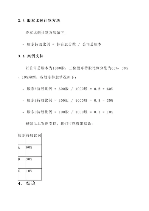 公司持股比例方案