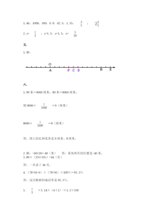 河南省平顶山市六年级下册数学期末测试卷含答案（实用）.docx