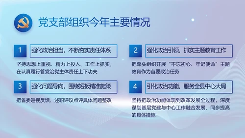 蓝色党建党支部年终工作总结PPT党课