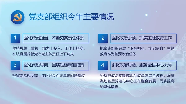 蓝色党建党支部年终工作总结PPT党课