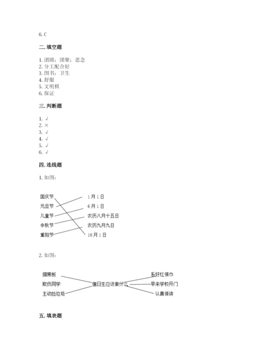 最新部编版二年级上册道德与法治期中测试卷及完整答案【夺冠】.docx