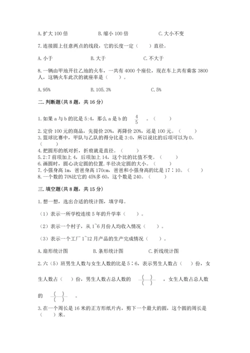 小学六年级上册数学期末考试卷含答案【精练】.docx