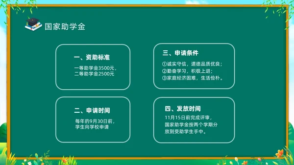 绿色清新黑板风国家资助政策宣传PPT宣传宣讲