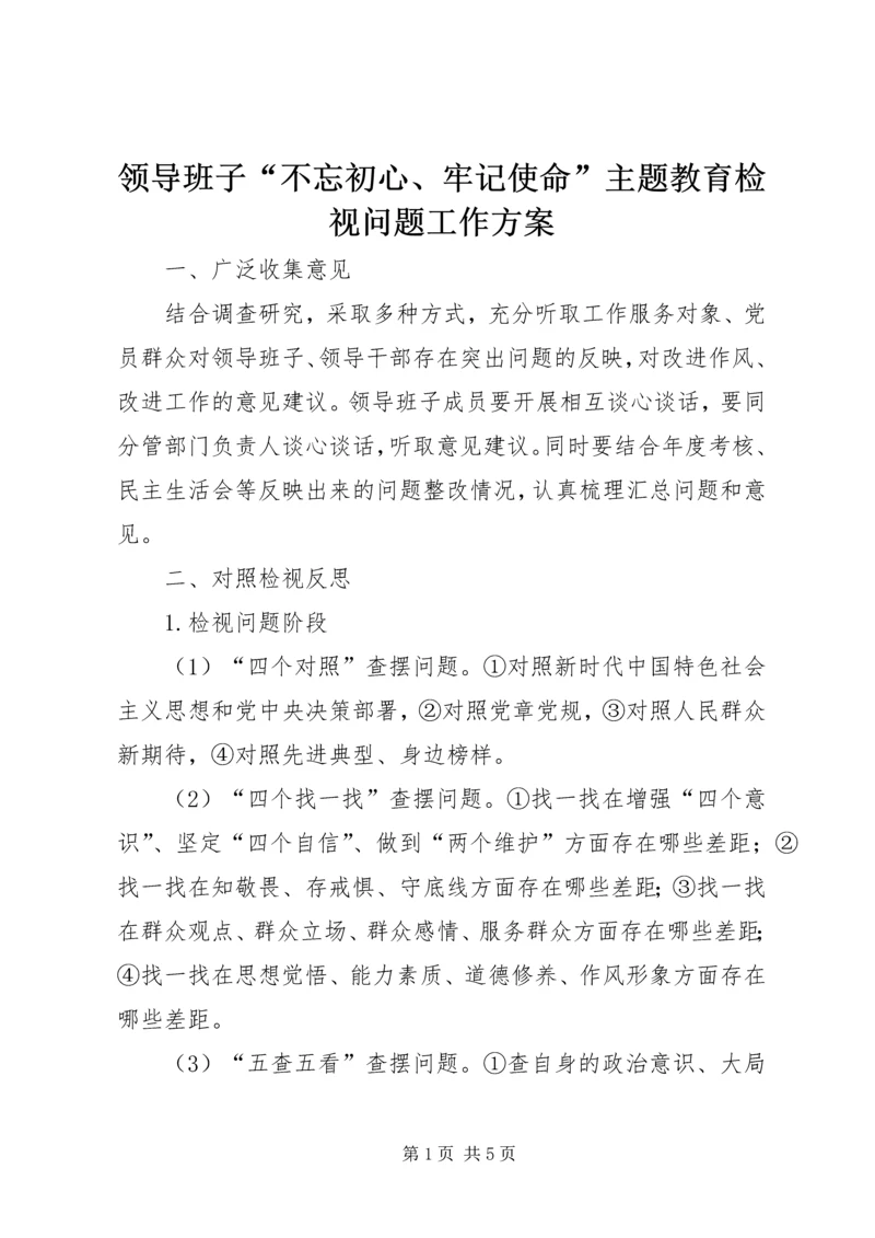 领导班子“不忘初心、牢记使命”主题教育检视问题工作方案 (2).docx