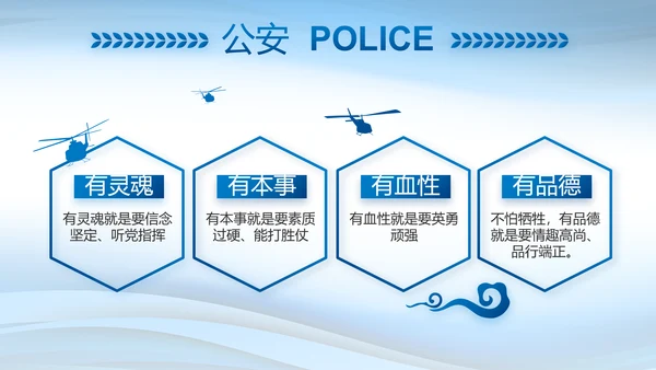 蓝色大气警察述职报告动态PPT模板