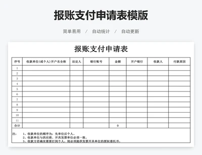 报账支付申请表模版