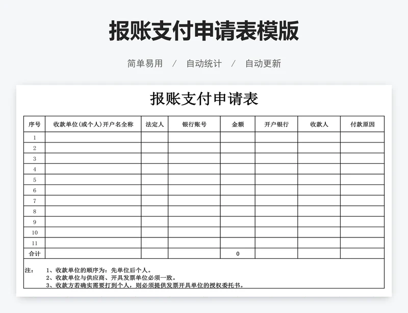 报账支付申请表模版