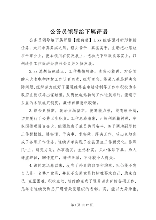 公务员领导给下属评语.docx