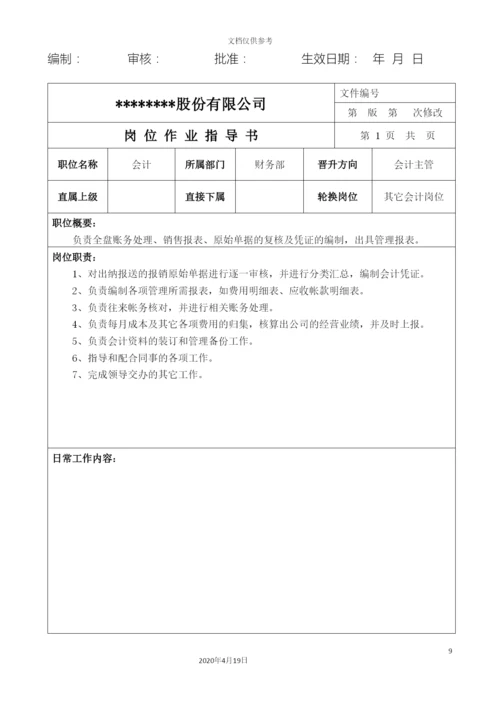 财务部岗位作业指导书汇编.docx