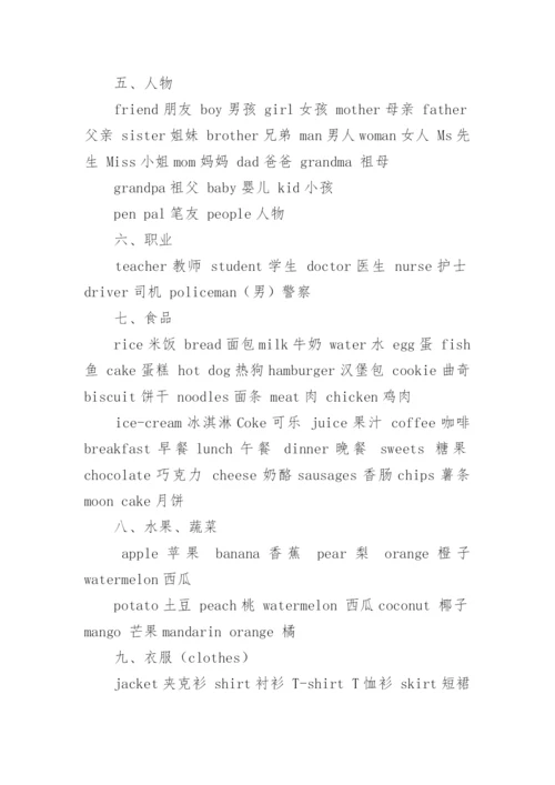 初中一年级英语单词分类.docx