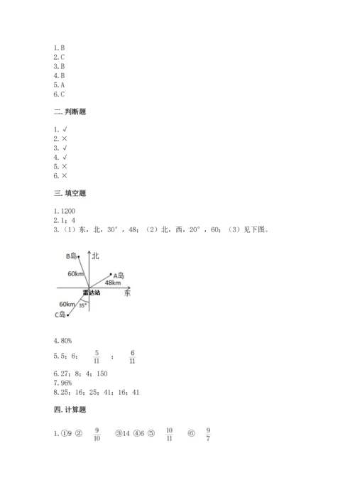 人教版六年级上册数学期末测试卷及参考答案【新】.docx