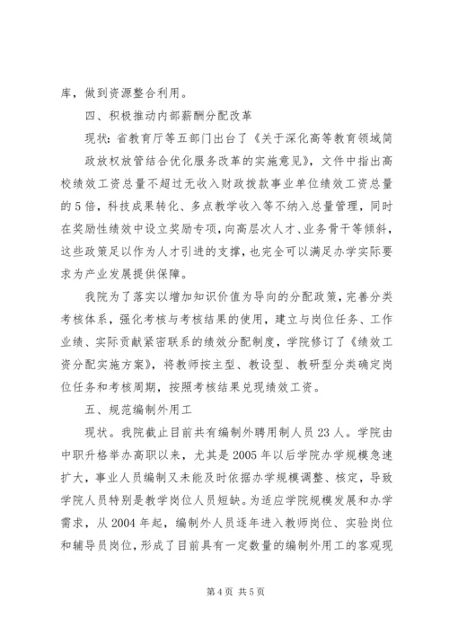 学院人才体制机制改革调研自查报告.docx