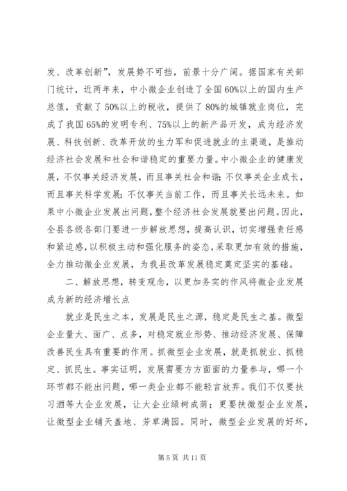 副县长在全县扶持微型企业发展推进会上的讲话.docx