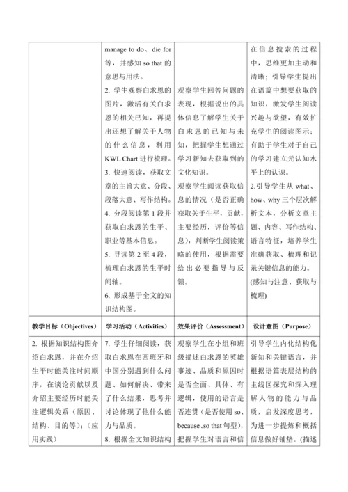 外研版 九年级上册 Module3 Heroes大单元教学设计