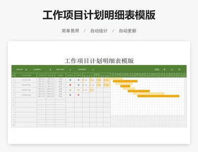 工作项目计划明细表模版