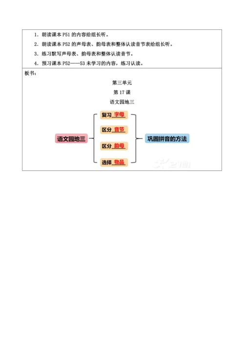 部编1A 第3单元 第17课 语文园地三 教学设计