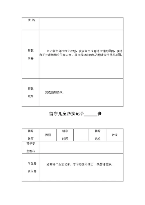 小学留守儿童帮扶记录表(共24页)