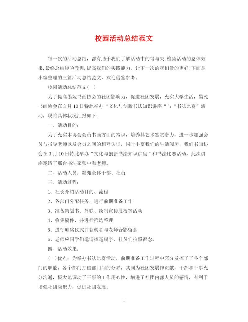 精编之校园活动总结范文2.docx