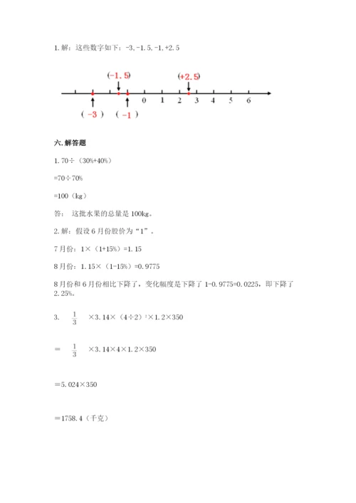 逊克县六年级下册数学期末测试卷完整参考答案.docx