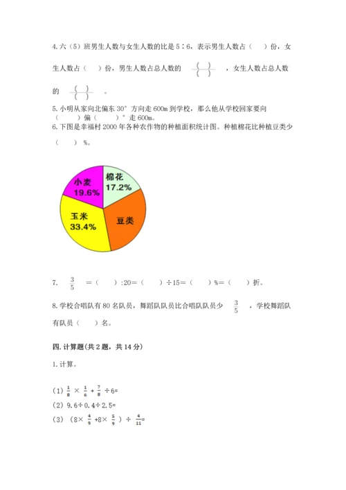 小学数学六年级上册期末考试卷含答案【模拟题】.docx