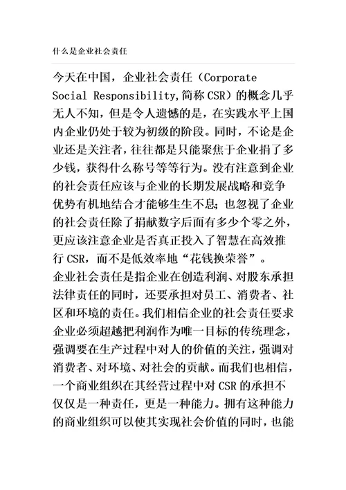 可持续发展Sustainability与企业社会责任CSR