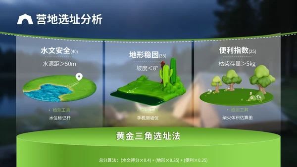绿色3D立体风户外露营攻略