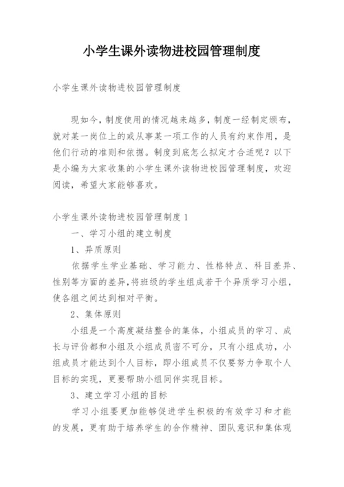 小学生课外读物进校园管理制度.docx