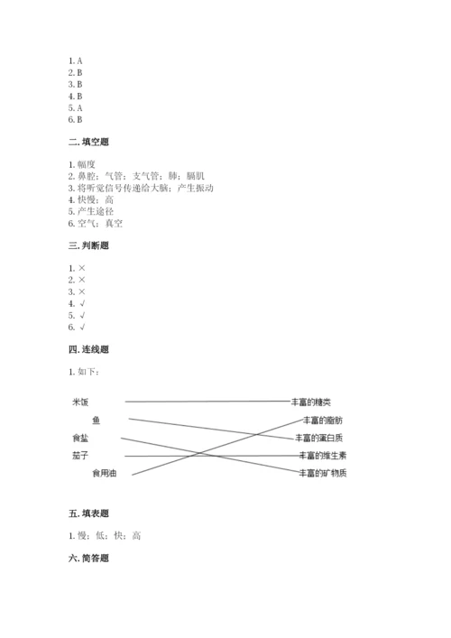 教科版科学四年级上册第二单元《呼吸和消化》测试卷精品【考点梳理】.docx