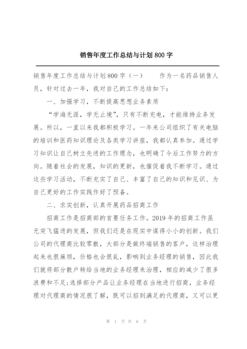 销售年度工作总结与计划800字.docx