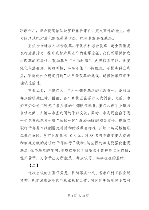 农村工作会议讲话稿两篇.docx