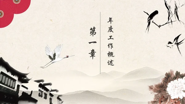 古典水墨仙鹤封面工作汇报通用PPT模板