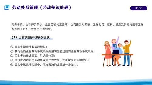 蓝色简约员工关系管理PPT模板宣传PPT动态PPT人才管理