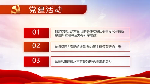 红色大气党建党支部述职报告PPT