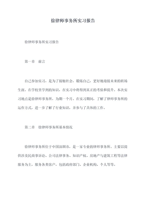 徐律师事务所实习报告