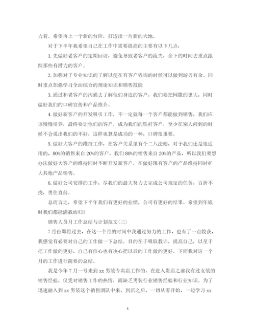 精编之销售人员月工作总结与计划范文.docx