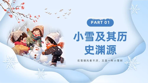 蓝色卡通风小雪节气介绍PPT模板