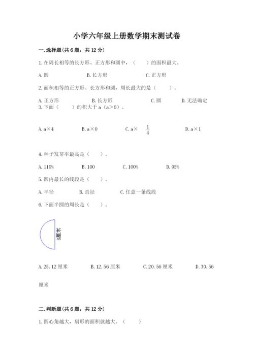 小学六年级上册数学期末测试卷附参考答案（能力提升）.docx