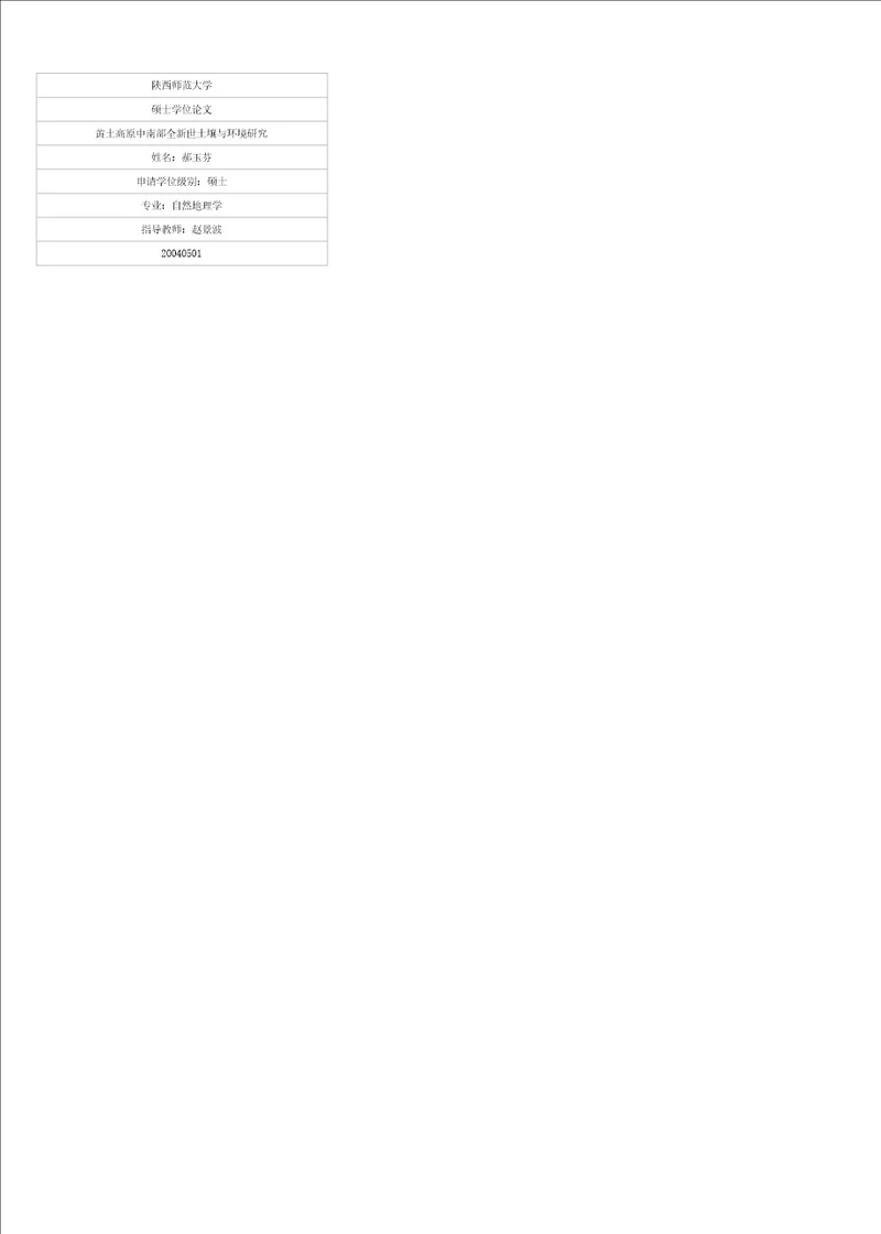 黄土高原中南部全新世土壤与环境研究自然地理学专业毕业论文
