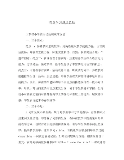 青岛学习反思总结