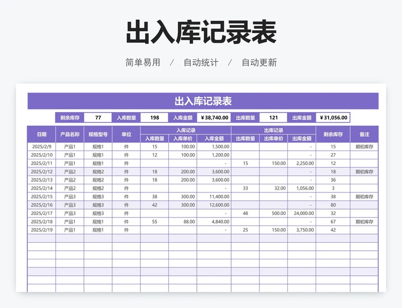 出入库记录表