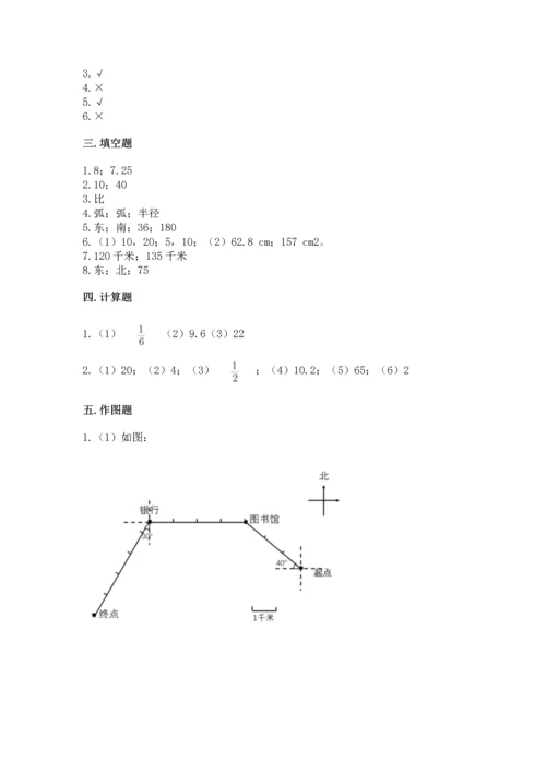 六年级上册数学期末测试卷及参考答案（b卷）.docx