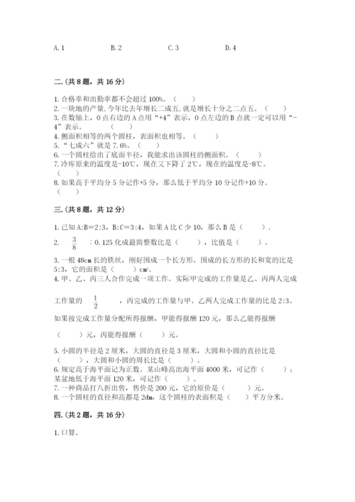 小学毕业班数学检测卷（精华版）.docx
