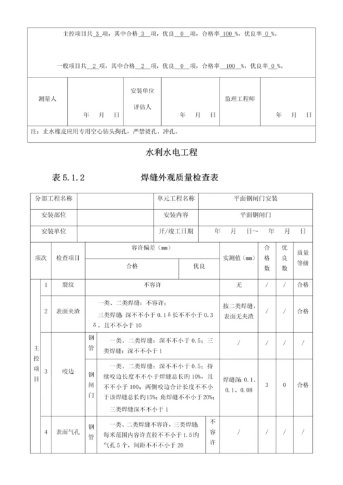 平面闸门门体单元工程安装质量验收评定表.docx